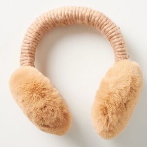 Anthro Chunky Knit Embellished Faux Fur Earmuffs